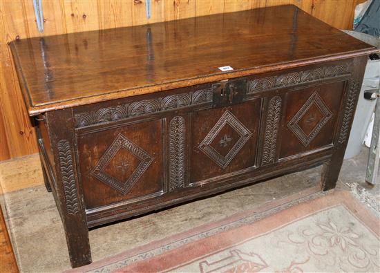 18th century carved oak panelled coffer
